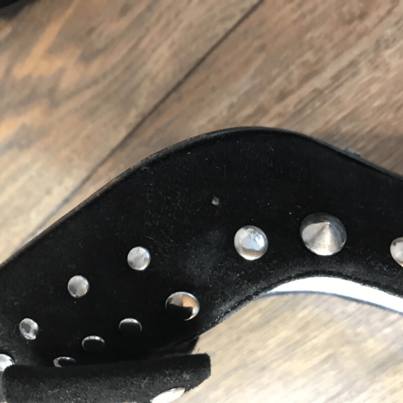 DOLCE & GABBANA Black Suede Silver Pointed Studded Heels Womans size 36.5 US 6 - Picture 11 of 14